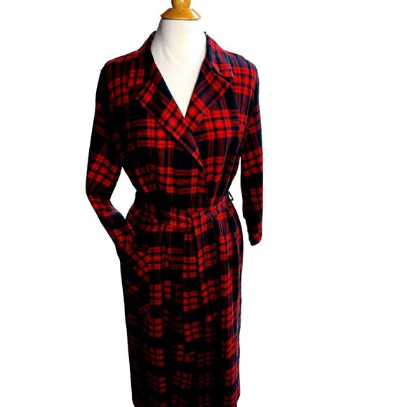 Vtg. Bard's Women’s M L Wool blend bath robe red plaid - Picture 13 of 13